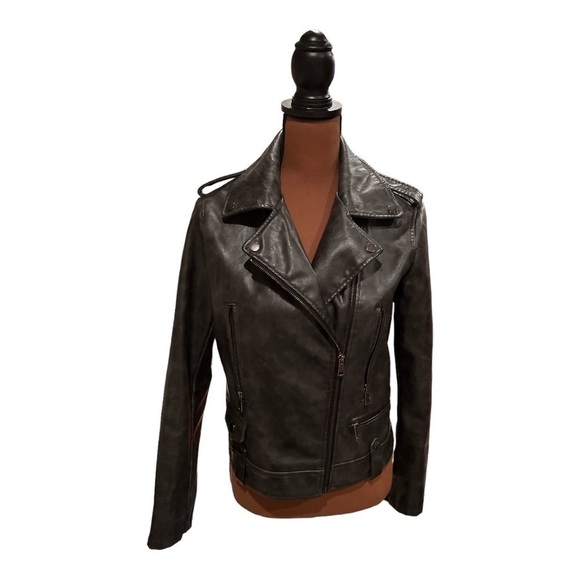 7 for All Mankind Vegan Leather Moto Jacket Size Small - Picture 1 of 10